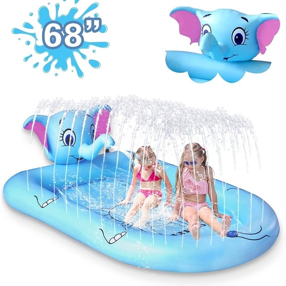 New 68" Splash Pad for Kids Pool with Sprinkler Outdoor Toy Pink or Blue​ - Picture 1 of 14